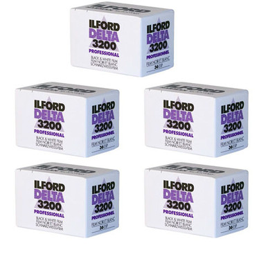 5 Rolls Ilford Delta 3200 Pro Black & White Print 35mm Film 36 Exposure 