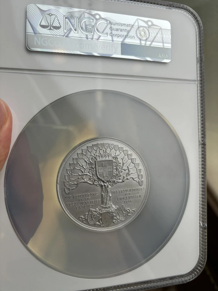 1891 Switzerland Confederation 600th Anniversary 50mm NGC MS- 64 - Image 2 of 4