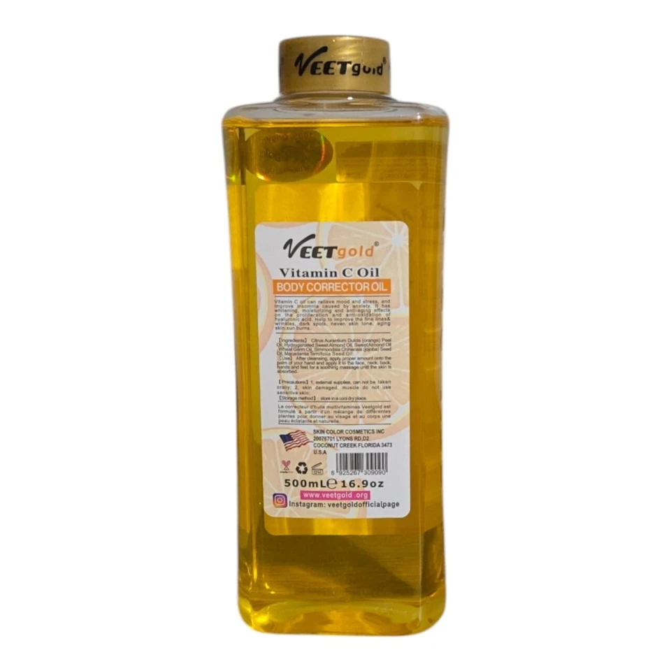 Veet Gold Vitamin C Face & Body Glowing corrector Oil 500 ML X 1 - Image 3 of 4