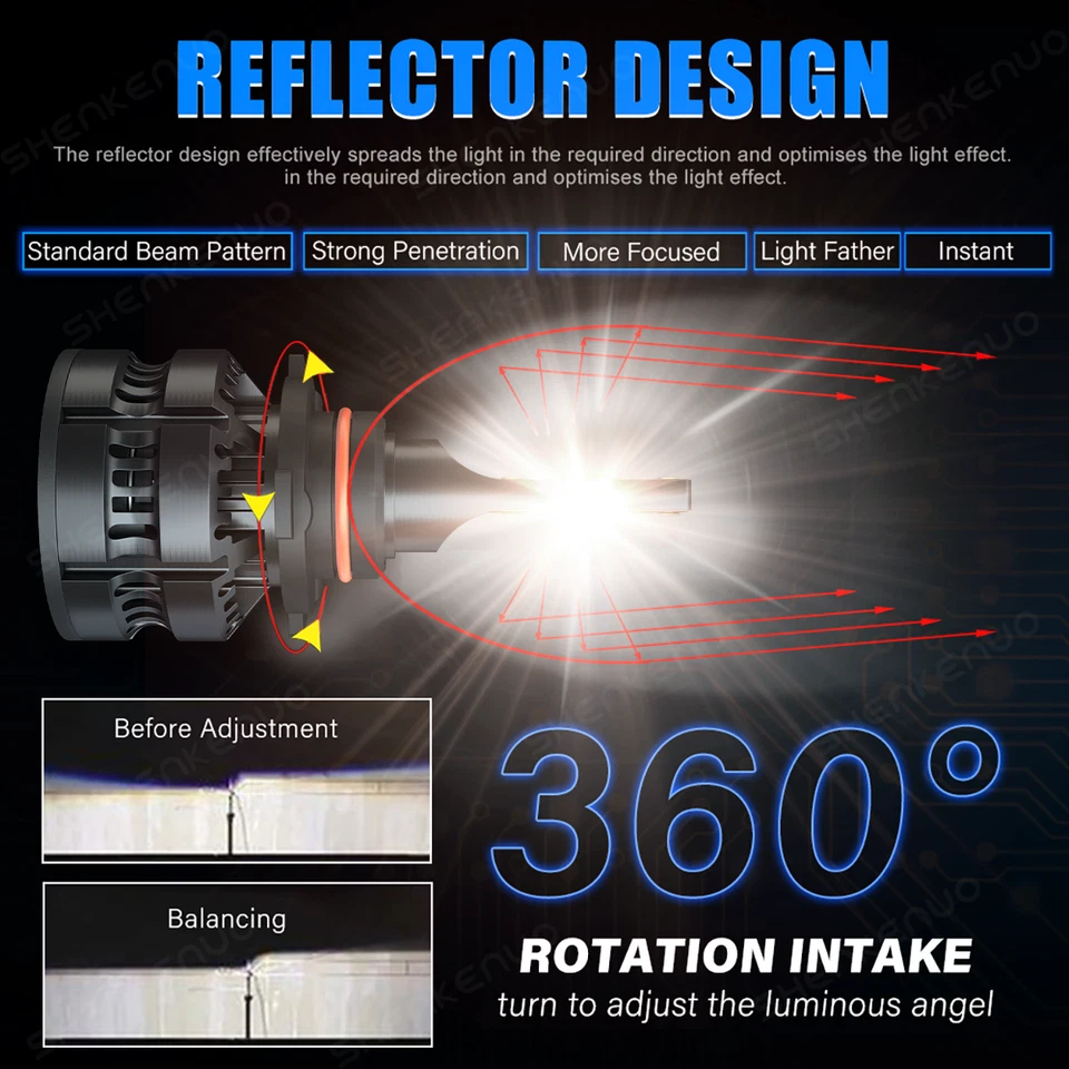 For Saturn SC1 SC2 1997-2002 9005 9006 880 Led Headlight Foglight 6X Bulbs Combo - Image 2 of 4
