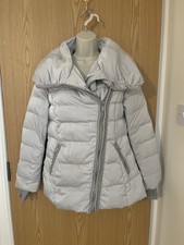 Vera Wang Grey Silver Down Asymmetrical Puffer Winter Coat Jacket Ladies Small