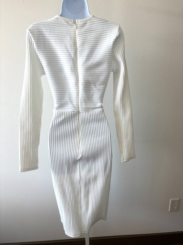 Abito BodyCon Nuovo con etichette Taglia 8 RARO Ritaglio a costine Midi Y2K Miami Chic Resort Vita notturna - Foto 3 di 14