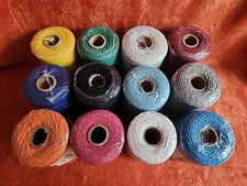 Lot of 12 Multi Colored Cotton String Rolls 656 Ft / 2mm. As Pictured. All New  