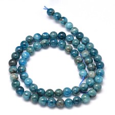 25 Natural Apatite Gemstone Beads 6mm - Ocean Blue - BD831