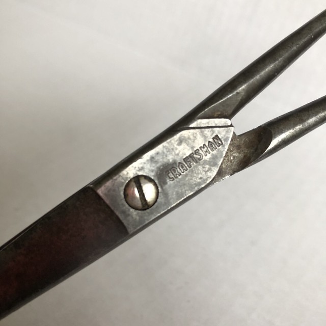Vintage Craftsman Narrow Metal Scissors 7” Barber Shear Brass Nut Hair