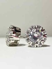 2.00Ct Lab Created Diamond Push Back Flower Stud Earrings 14K White Gold Plated