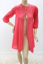 Vtg Henson Kickernick Short Peignoir Robe Double Sheer Red Chiffon dressing Gown