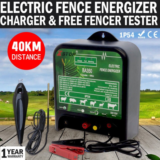 40km 12V Power Electric Fence Energiser Charger Poly Wire Tape Post & Tester for sale online eBay