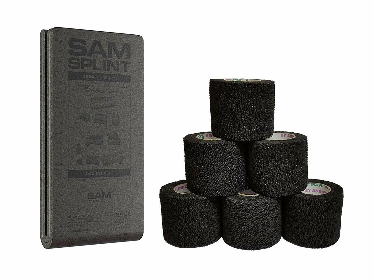 SAM Splint Original 36 - Flat Orange/Blue With Coflex Wraps (First Aid Fracture Kit)