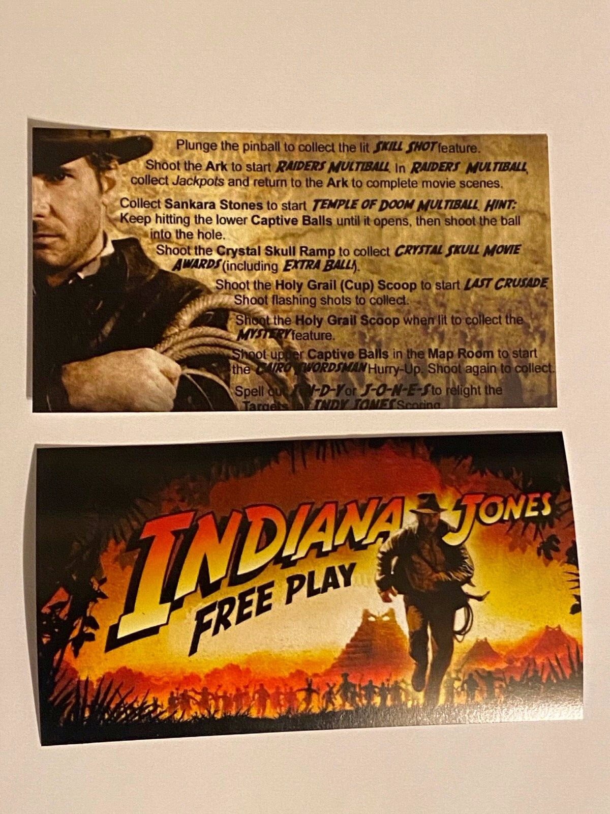 Indiana Jones Pinball Party Stern Pinball Apron Instruction Cards eBay