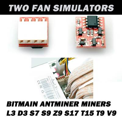 2x Fan Simulators 4PIN for Bitmain Antminer Miners L3 D3 S7 S9 Z9 S17 T15 T9 1F