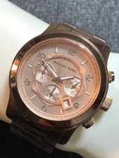 Michael Kors MK8096 Runway Men's Watch Rose Gold Tone Runs (Chrono Not Working)