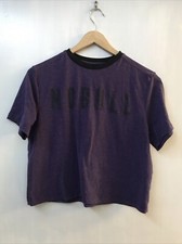 No Bull Project Womens Purple Boxy Crop Short Sleeve Shirt Top Size S Small