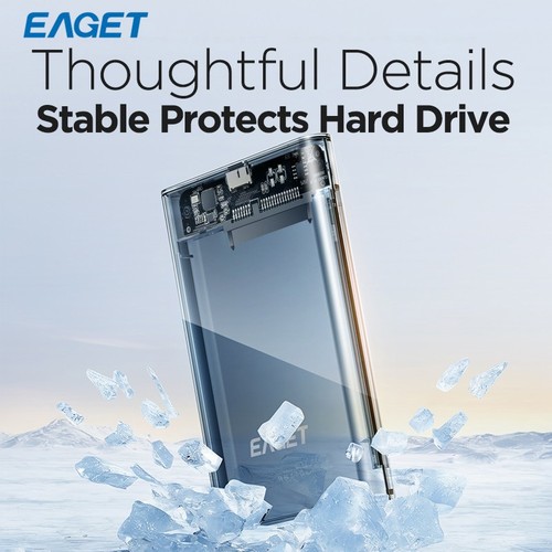 EAGET 2.5" External Hard Drive Enclosure USB 3.0 5Gbps SATA SSD Case UASP TRIM - Picture 9 of 11