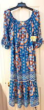 NWT Fig  Flower Anthropologie Boho Floral Print Tiered lined Midi Dress Sz L