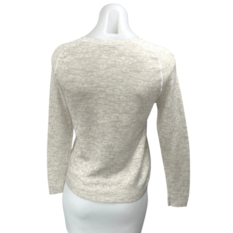Suéter Top Ann Taylor LOFT Mujer Lana Crema Leopardo Estampado Animal Manga Larga S Foto 2 de 4