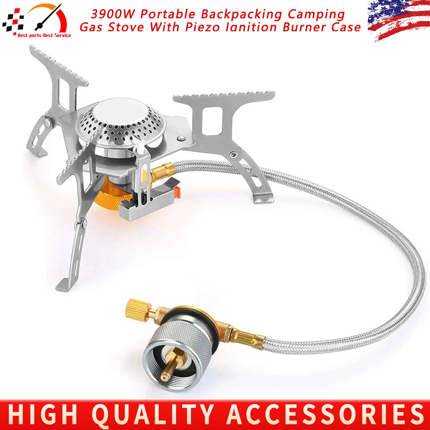 3900W Portable Camping Gas Stove with Piezo Ignition & Case 