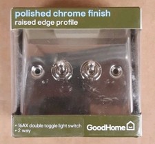 GoodHome Polished Chrome – Raised Edge Profile Double Toggle Light Switch (2‑Way