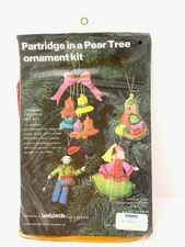 RARE 1979 LeeWards Felt Ornament Kit Partridge in a Pear Tree 00-30605 Makes 4