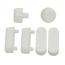 6 Pieces Wood Toilet Seat Buffers Bumper Set in White Round  Long Cushion 32mm