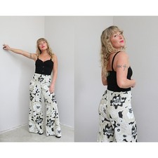 1970's Vintage Silver Sparkle Lurex Bell Bottoms Flares Pants  Women's SM MD LG