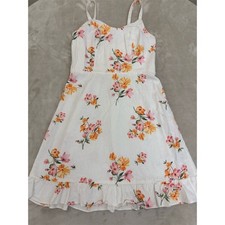 Old Navy Womens Floral Cami Sundress XS LINEN BLEND Fit & Flare Ruffle Hem
