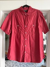 Men  s Express Short Sleeve Button Down Shirt Size XL 17-17.5 Solid Light Red
