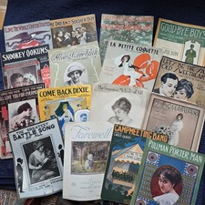 Antique Lot of 16 Piano Sheet Music 1913, Large Size WWI 11 x14 Irving Berlin