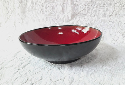 ONEIDA Sunset Red Black Stoneware Large 9.5'' Round Serving / Vegetable Bowl