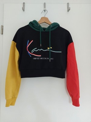 Karl Kani XS Hoodie Damen Bunt Cropped Sweatshirt Colorblock Style