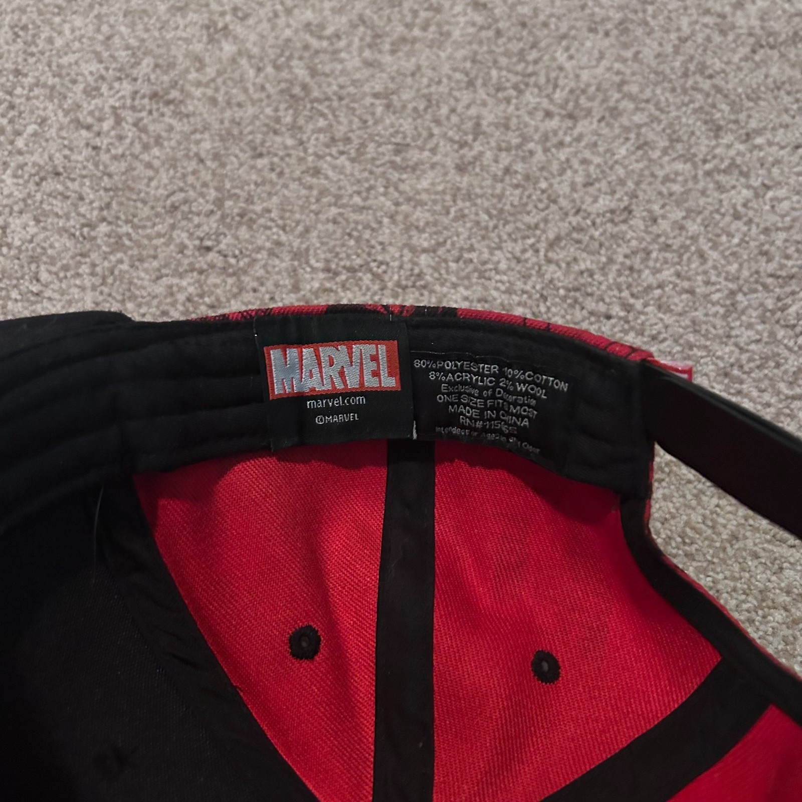 Marvel Comics Deadpool Hat Adjustable Snapback Re… - image 5