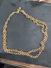 Vtg Gold Tone Textured Double Chain Belt Z1