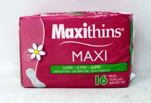 Maxithins Maxi Pads Super Unscented 16 Count