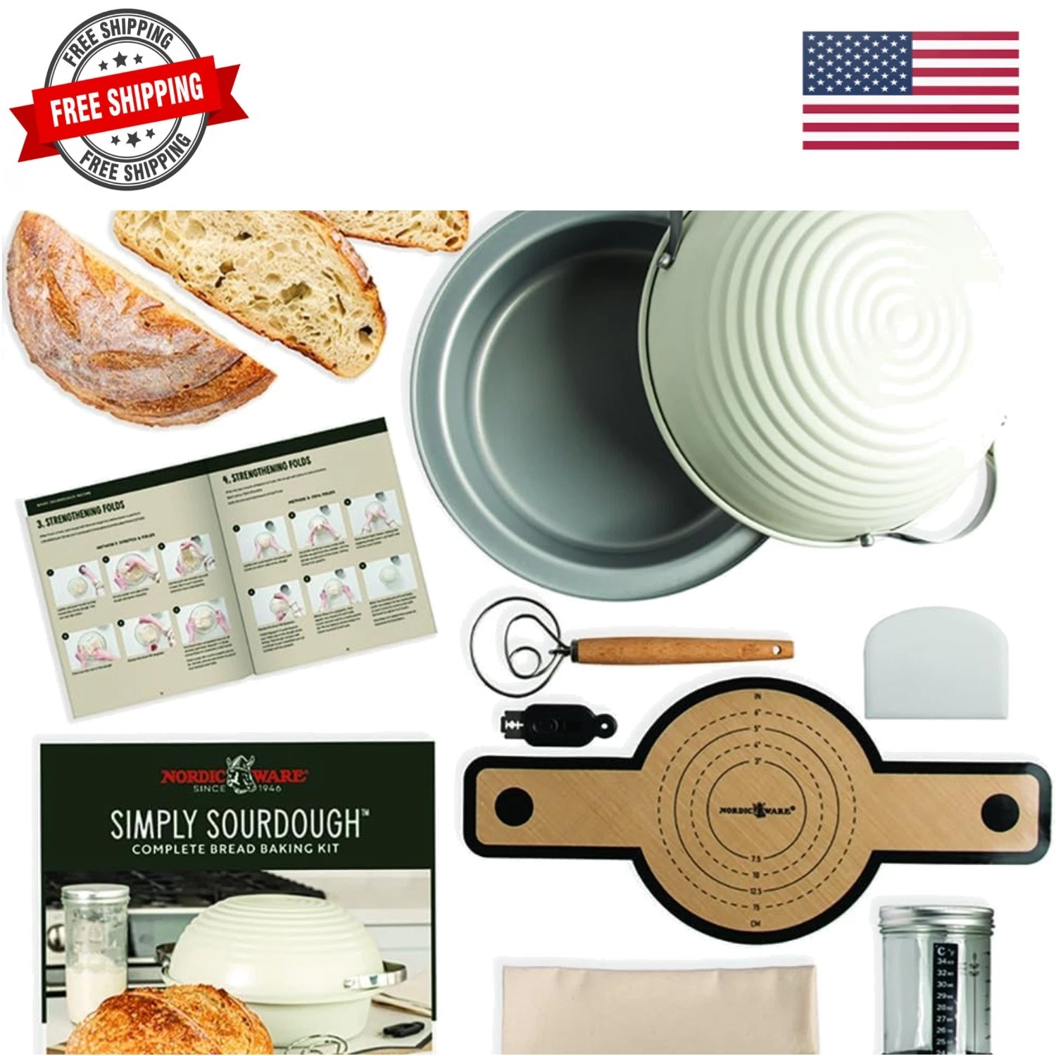 Simply Sourdough Complete Bread Baking Kit BAKING PAN INCLUDED, Dual use Bann...