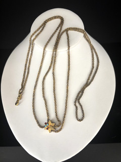 Antica catena e scivolo per orologio vittoriano pieno d'oro con chiusura girevole in oro 14k