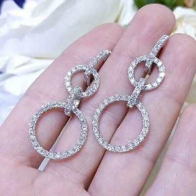 2Ct Lab Created Diamond Elegant Drop & Dangle Earrings 14K White Gold Plated