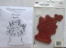 BOTANICAL FLORAL BASKET  PreCut Set - HCPC 3394 Heartfelt Creations Stamps SBox1