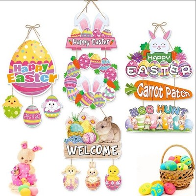 4pcs Easter Egg-Bunny Home Front-Door Hanger-Decor-Birthday Paper Signs Banners