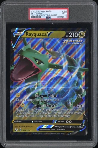 PSA 9 - 2023 POKEMON SWORD AND SHIELD CROWN ZENITH 100 RAYQUAZA V JUMBO