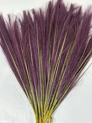 16 Faux Pampas Grass Stems Purple Feathery Plumes 17'' Boho Floral Home Decor