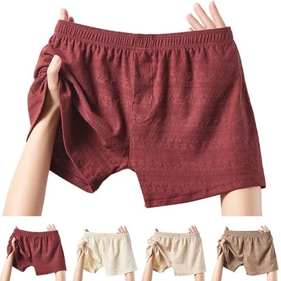 Boxer homme couleur unie sous vêtement ample taille moyenne homewear L-4XL - Photo 1/4
