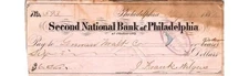 Second National Bank Check 1880s Frankford Branch Lemman Malt Co. Ephemera PA
