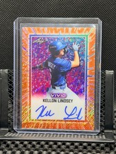 Kellon Lindsey 2025 Leaf Vivid - Base Auto - Orange Shimmer  #4/4 Dodgers