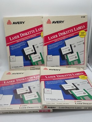 LOT Avery 5196 Laser Diskettes Labels 3.5  White 70 Sheets 630 Labels TOTAL 2502