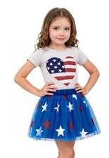Toddler Girls 4th of July Outfit Memorial Day Tulle Skirts Set Kids American ...