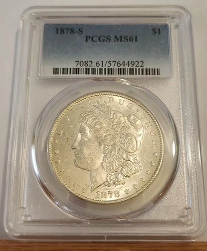 1878 S MORGAN SILVER DOLLAR PCGS Graded MS 61, LOOKS BETTER