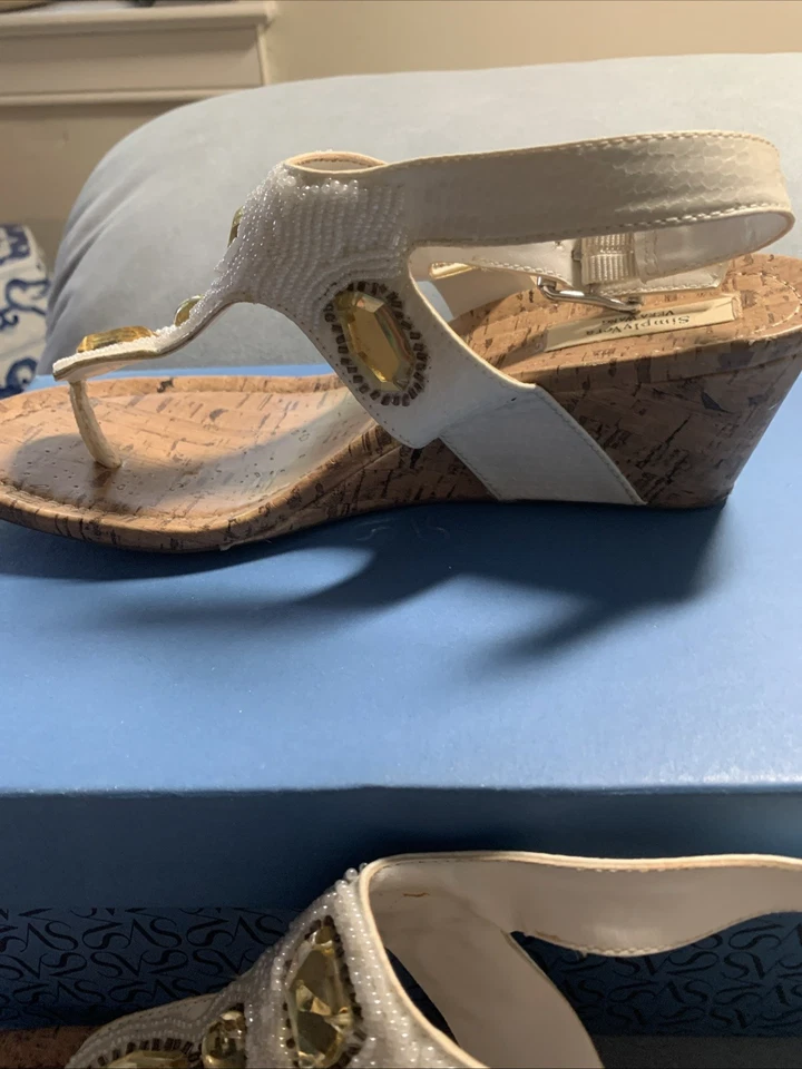Sandalias Simply Vera blancas de tacón de cuña talla 8,5 Foto 4 de 4