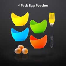 4 Pack Egg Poacher, BPA Free Silicone Egg Poachers, Egg Cups for Air Fryer, T...
