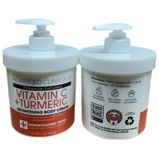 2-pack ADVANCED CLINICALS Vitamin C + TUMERIC Brightening FACE BODY & CREAM 15oz