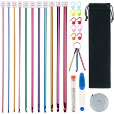 Aeelike 2mm-8mm Tunisian Crochet Hooks Set, Smooth Colorful, Type E Color E
